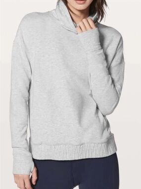 Lululemon On The Double Pullover Cowl Neck Sweatshirt - Heathered Grey - Size 4